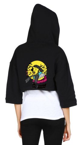 Crop Top Design Women's Sweatshirt Hoodie