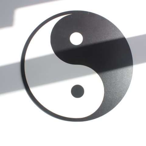 Denge Yin Yang Sembolü Tasarım Duvar Dekor 30 CM - SİYAH - Ahşap