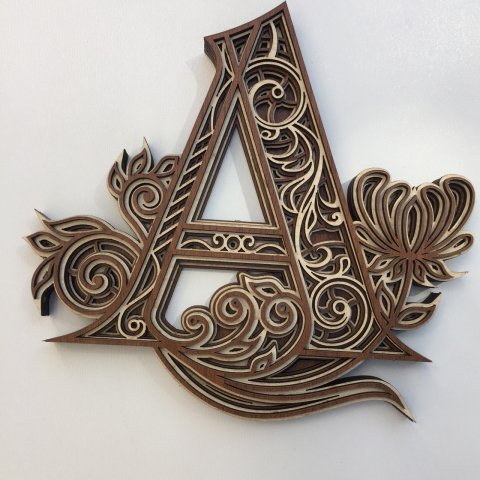 Design Letters Calligraphy Wood Cut Letter A