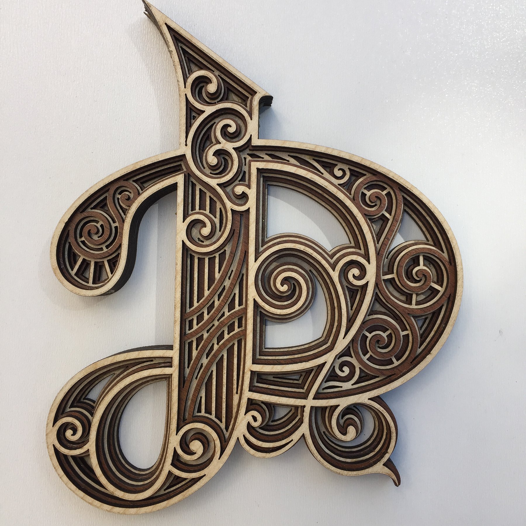 Design Letters Calligraphy Wood Cut Letter D