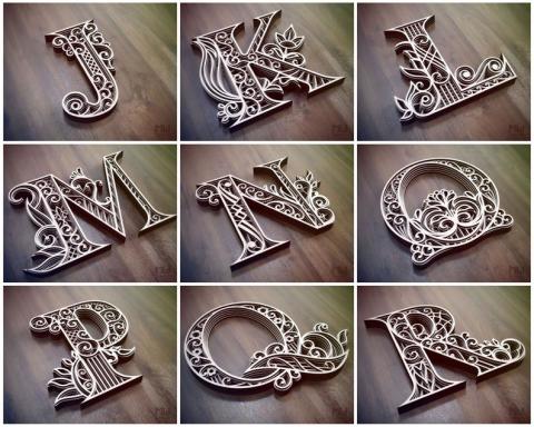 Design Letters Calligraphy Wood Cut Letter D