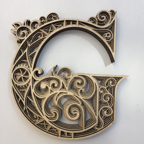 Design Letters Calligraphy Wood Cut Letter G