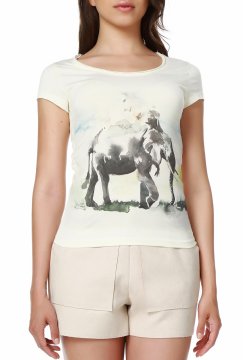 Wide Collar Design Women's T-Shirt