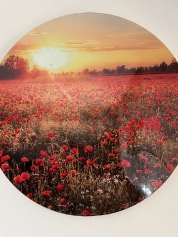 Poppy Seed Field Tempered Glass Wall Art, Shiny Appearance Design, Durable Product