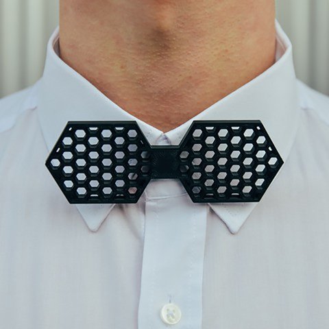 3D Geometric Hexagon Design Bow Tie