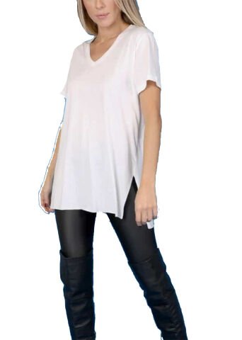 V-Ausschnitt Damen-Tunika zurück lang