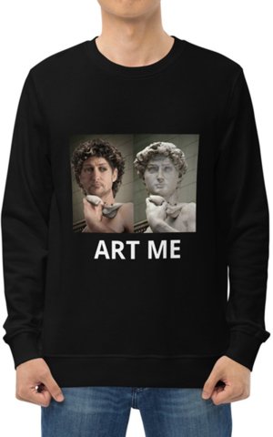 Art Me Baskılı Bisiklet Yaka Baskılı Unisex Sweatshirt SİYAH - L