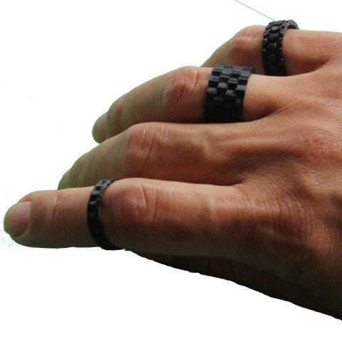 Siyah Beyaz 6 Çeşit Tasarım Çoklu Yüzük L