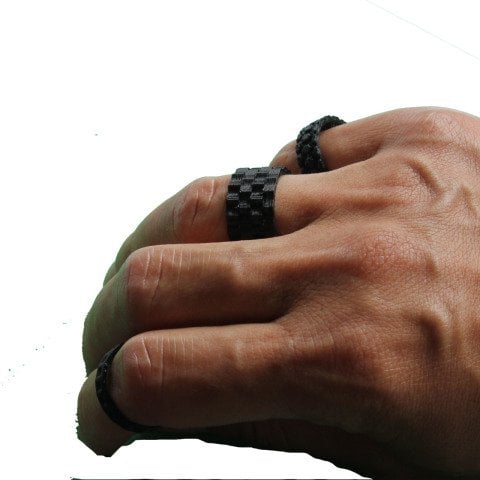 Siyah Beyaz 6 Çeşit Tasarım Çoklu Yüzük L