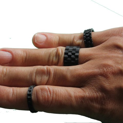 Siyah Beyaz 6 Çeşit Tasarım Çoklu Yüzük L