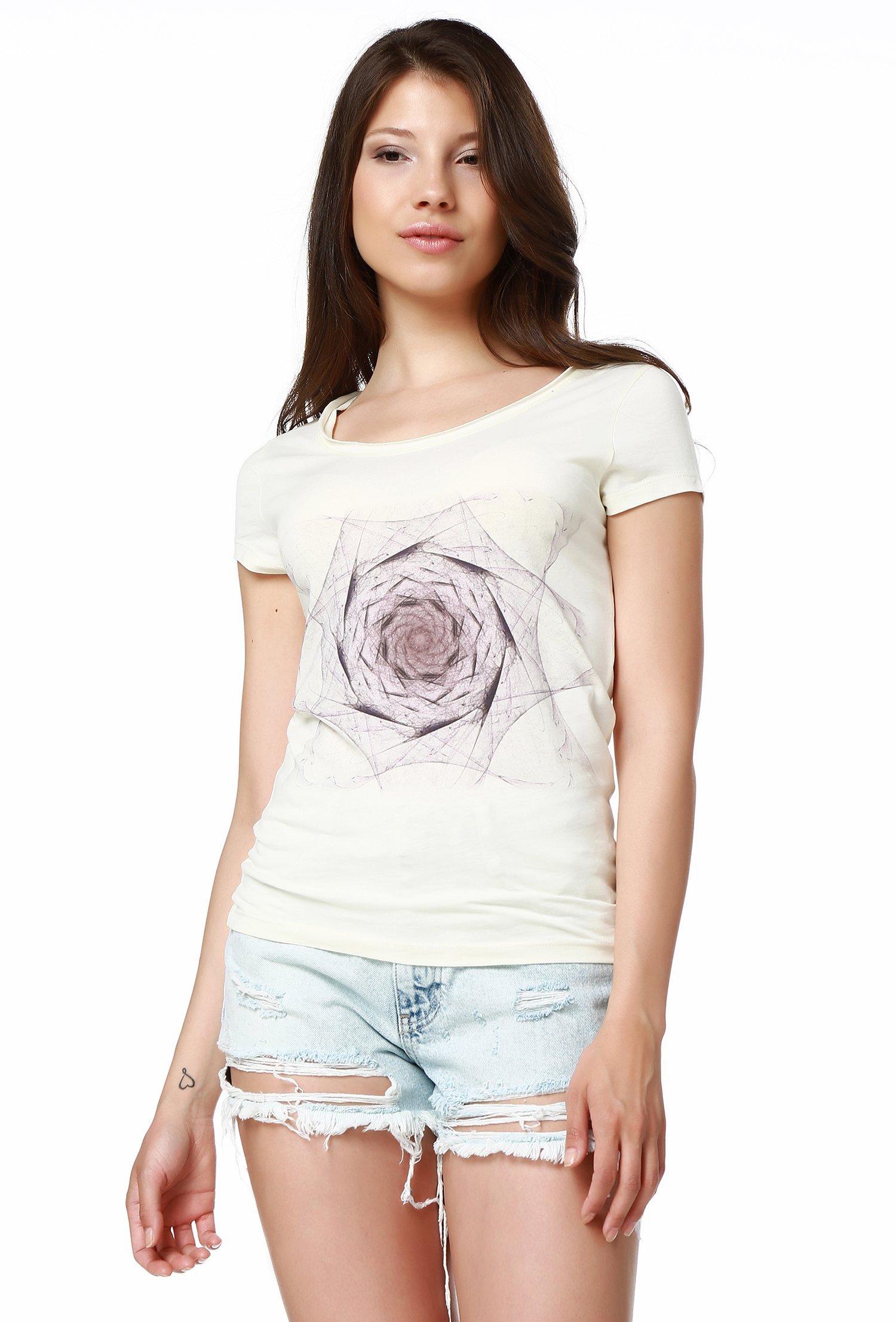 Frauen-T-Shirt mit weitem Kragendesign