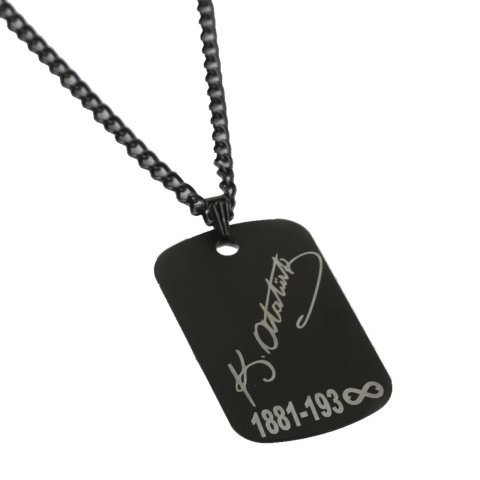 Ataturk Design Black Imprint Necklace