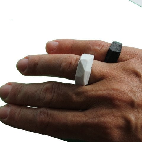 Black and White 2 Types of Design Multiple Rings