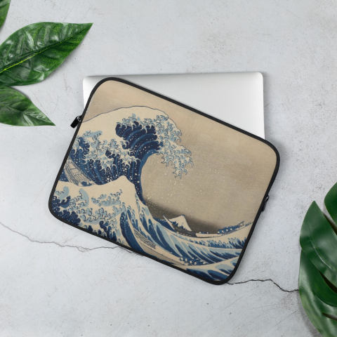 Hokusai Eser Baskılı Laptop Bilgisayar Çantası