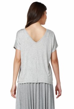 Das grundlegende T-Shirt der grauen Frauen mit V-Ausschnitt