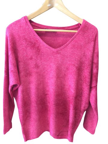 Pembe V Yaka Bluz