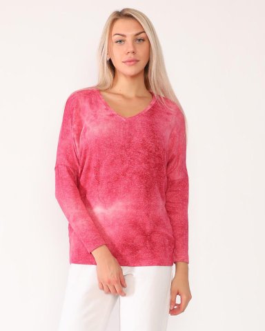 Rosa Bluse mit V-Ausschnitt