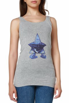 Gri Askılı Tasarım Baskılı Tişört