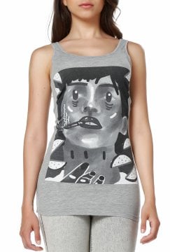 Gray Strap Design Printed T-Shirt