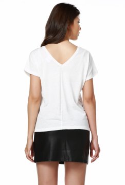 White V-Neck Design Women's T-Shirt