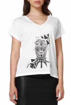 White V-Neck Design Women's T-Shirt