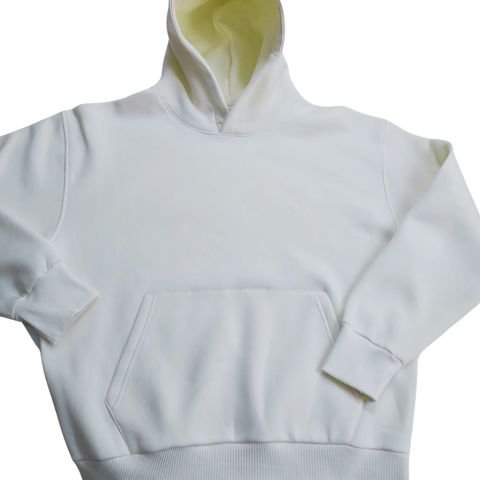 Mumu Beyaz Oversized Kapüşonlu Basic Unisex Sweatshirt