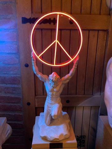 Mitoloji Zeus Heykeli Led Işık Meditasyon Tasarım Neon Barış Led Heykel