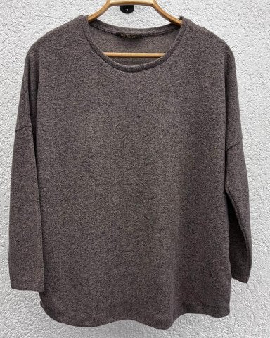 Graue Bluse mit Rundhalsausschnitt