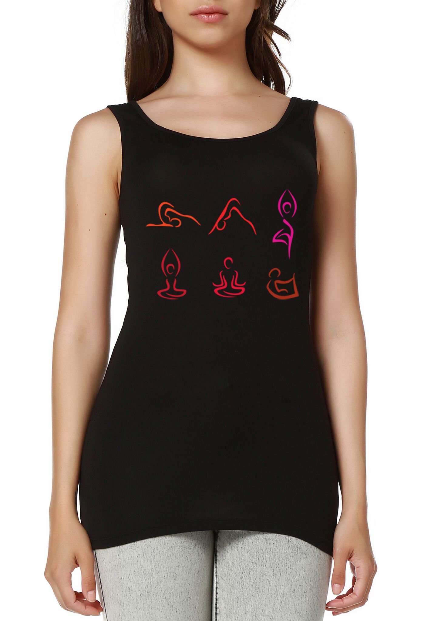 Schwarzes T-Shirt mit bedrucktem Trägerdesign