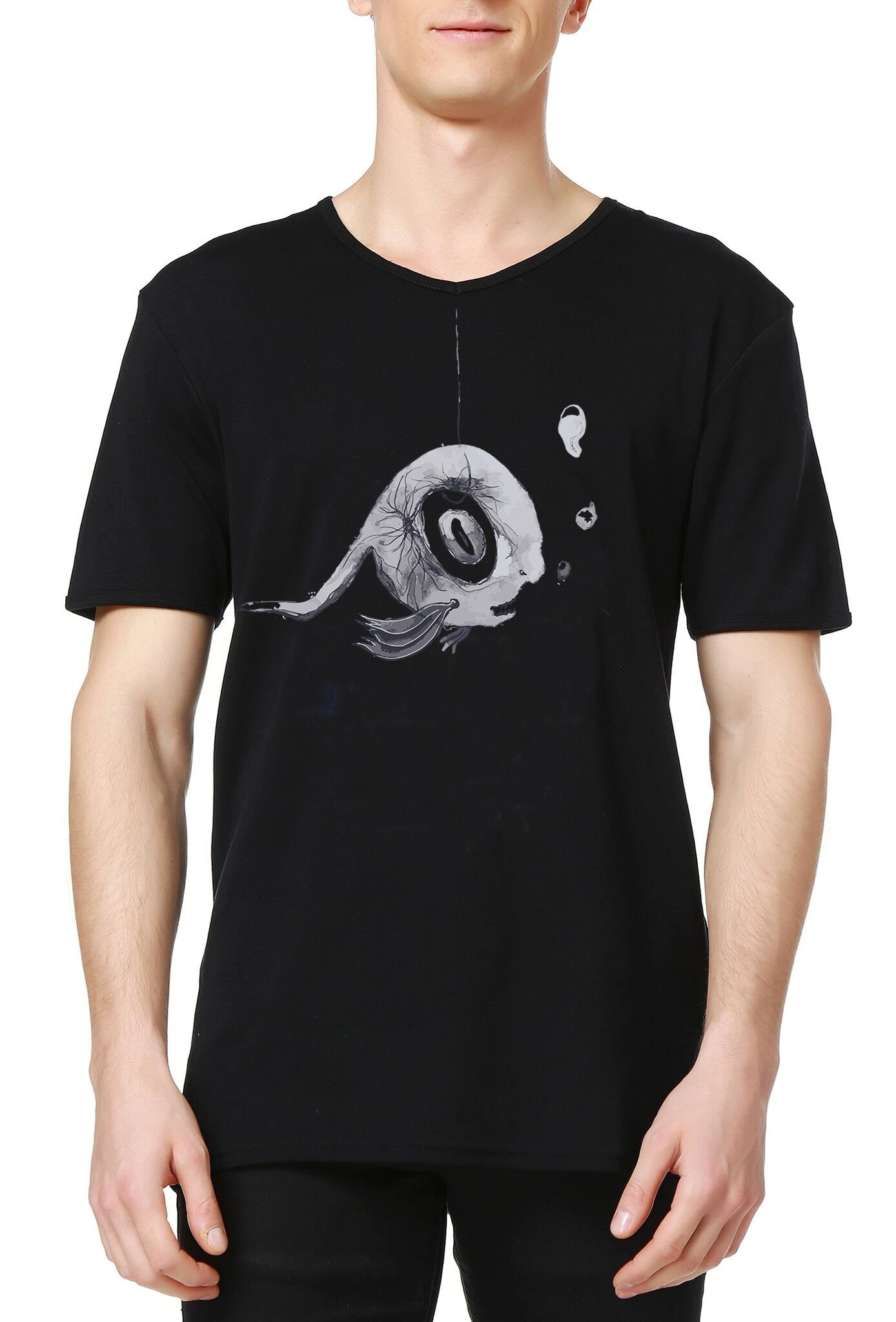 V Yaka Tasarım Erkek Tişört