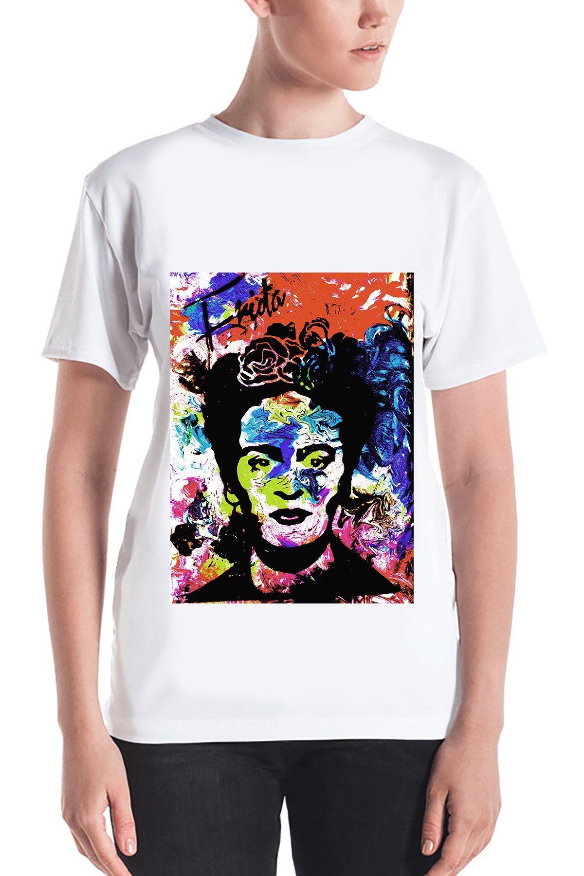 Wide Collar Printed Design T-Shirt