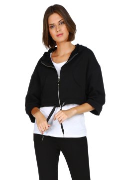 Schwarzes Hoodie-Sweatshirt der Frauen