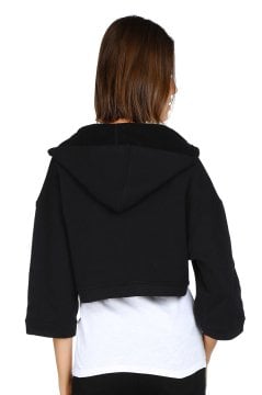 Siyah Kapşonlu Kadın Sweatshirt