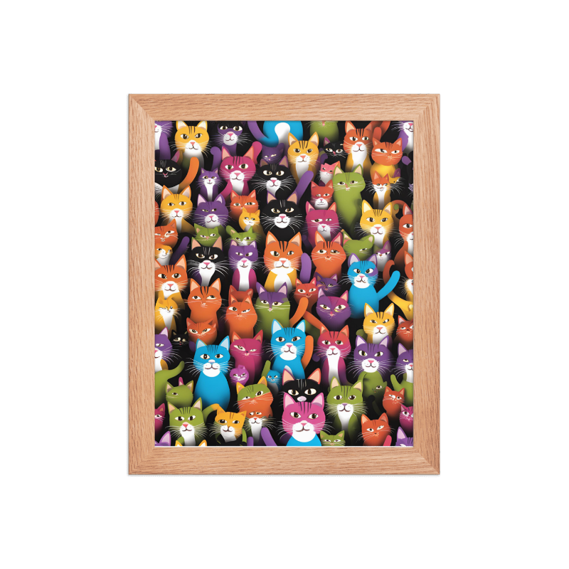 Komik Kediler Koleksiyon Seri A Ahşap Çerçeveli Tablo