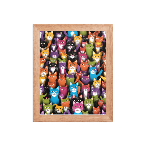 Komik Kediler Koleksiyon Seri A Ahşap Çerçeveli Tablo