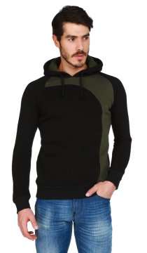 Siyah Kapşonlu Erkek Sweatshirt