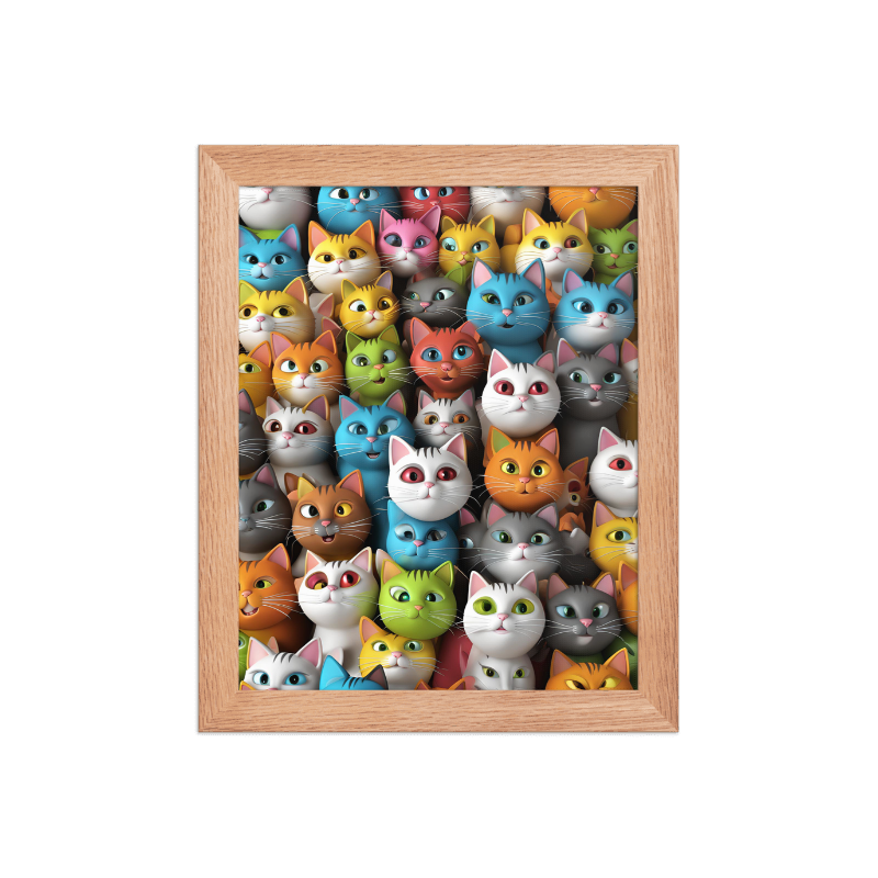 Komik Kediler Koleksiyon Seri C Ahşap Çerçeveli Tablo
