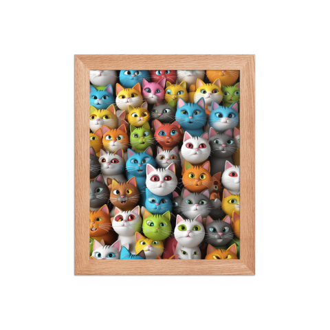 Komik Kediler Koleksiyon Seri C Ahşap Çerçeveli Tablo