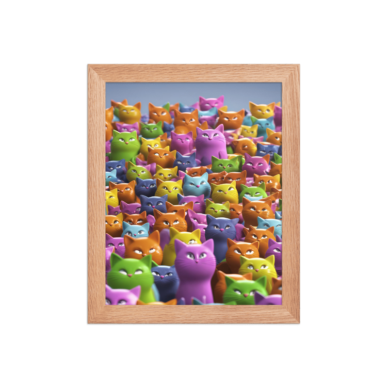 Komik Kediler Koleksiyon Seri D Ahşap Çerçeveli Tablo