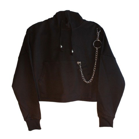 Schwarzes Hoodie-Sweatshirt der Frauen