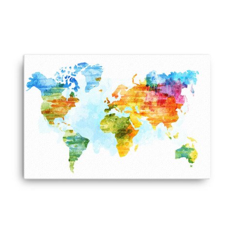 Colorful Design World Map Canvas Painting