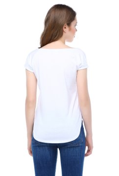 Weißes T-Shirt mit weitem Rundhalsausschnitt