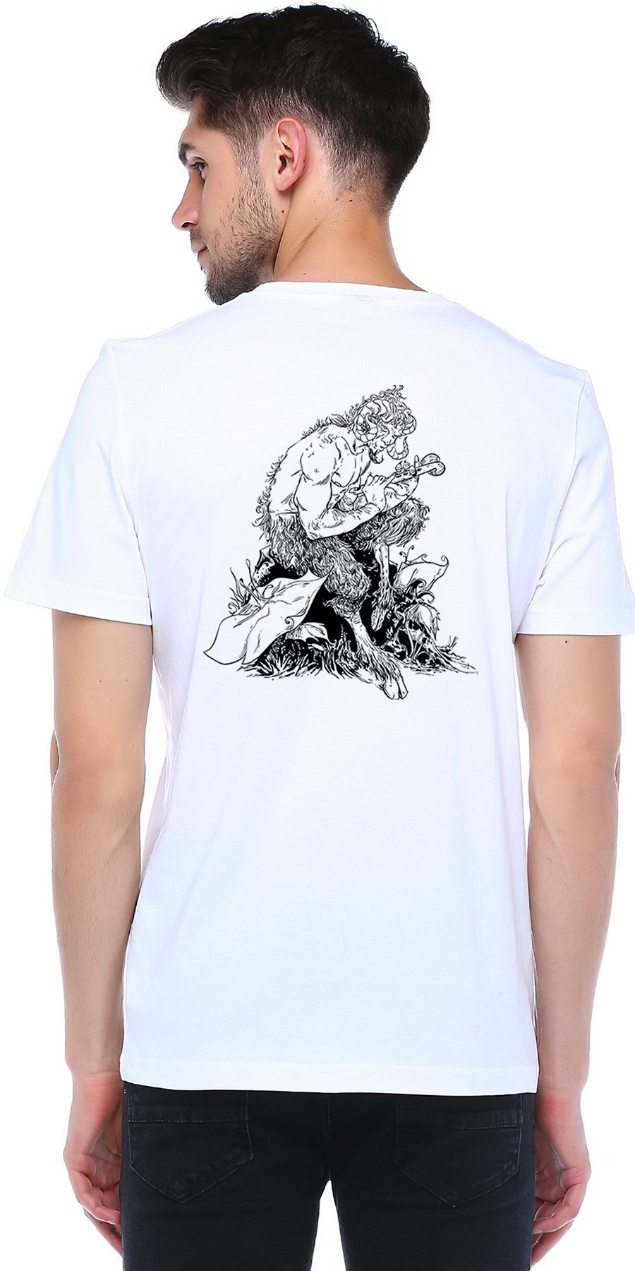 Bedrucktes T-Shirt mit Rundhalsausschnitt und Rückseite