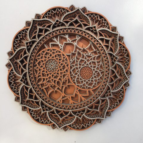 Mandala Wall Decor Round Brown