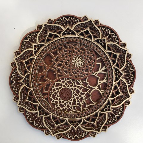 Mandala Wall Decor Round Dark Brown