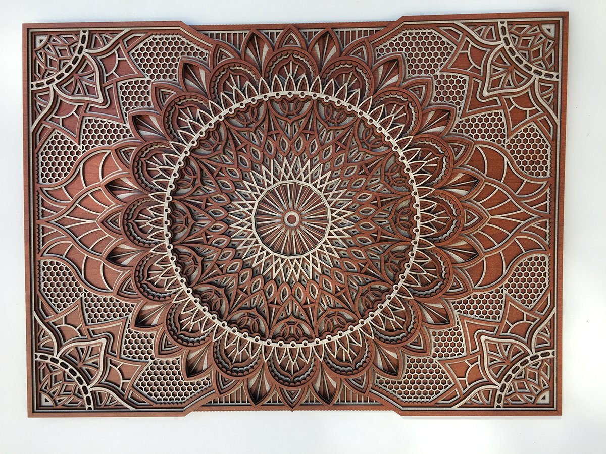 Mandala Wanddeko Rechteck Braun
