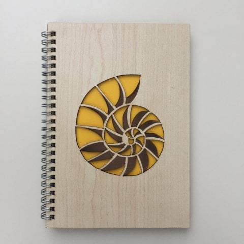 Tasarım Defter Blok Not Salyangoz Ahşap Kapak