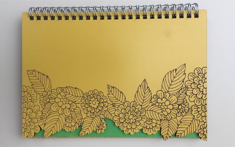 Tasarım Defter Çiçek Ahşap Kapak