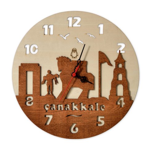 Decorative Wooden Wall Clock Çanakkale Troy Design