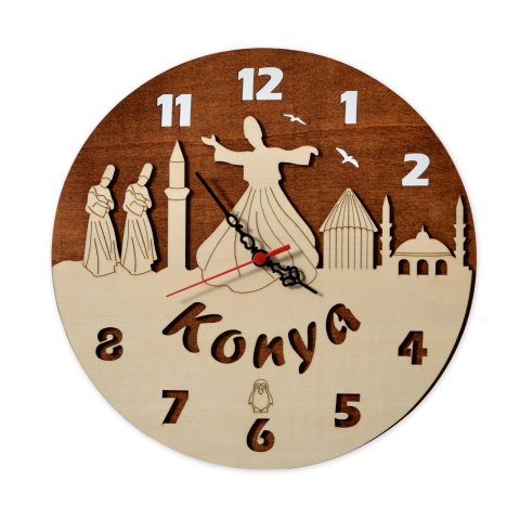 Decorative Wooden Wall Clock Konya Semazen Design